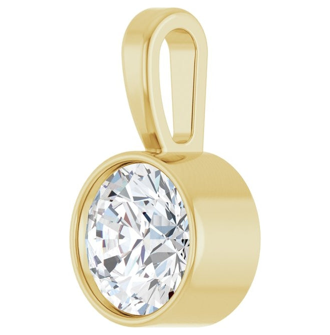 14K Yellow Or White Gold Round Vs, F+ Polished Lab-Grown Diamond Solitaire Bezel-Set Pendant