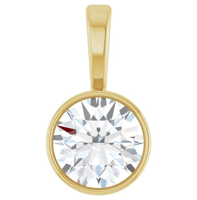 14K Yellow Or White Gold Round Vs, F+ Polished Lab-Grown Diamond Solitaire Bezel-Set Pendant