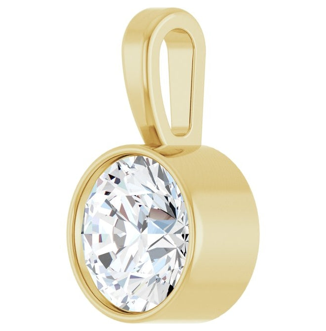 14K Yellow Or White Gold Round Vs, F+ Polished Lab-Grown Diamond Solitaire Bezel-Set Pendant