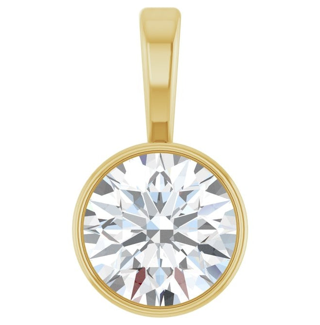 14K Yellow Or White Gold Round Vs, F+ Polished Lab-Grown Diamond Solitaire Bezel-Set Pendant