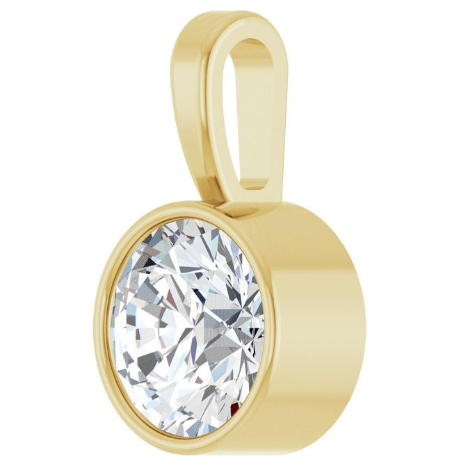 14K Yellow Or White Gold Round Vs, F+ Polished Lab-Grown Diamond Solitaire Bezel-Set Pendant