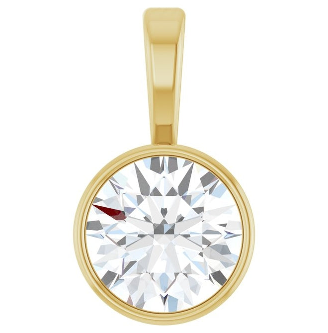 14K Yellow Or White Gold Round Vs, F+ Polished Lab-Grown Diamond Solitaire Bezel-Set Pendant