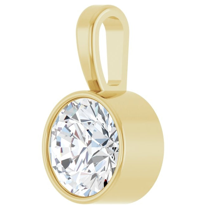14K Yellow Or White Gold Round Vs, F+ Polished Lab-Grown Diamond Solitaire Bezel-Set Pendant