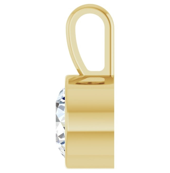 14K Yellow Or White Gold Round Vs, F+ Polished Lab-Grown Diamond Solitaire Bezel-Set Pendant