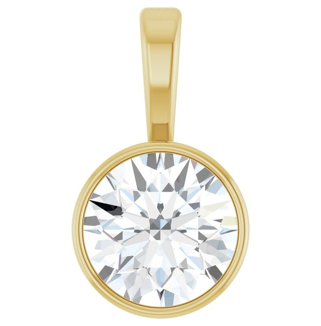 14K Yellow Or White Gold Round Vs, F+ Polished Lab-Grown Diamond Solitaire Bezel-Set Pendant