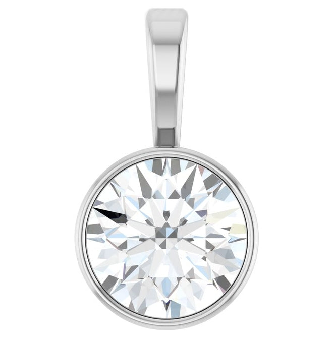 14K Yellow Or White Gold Round Vs, F+ Polished Lab-Grown Diamond Solitaire Bezel-Set Pendant
