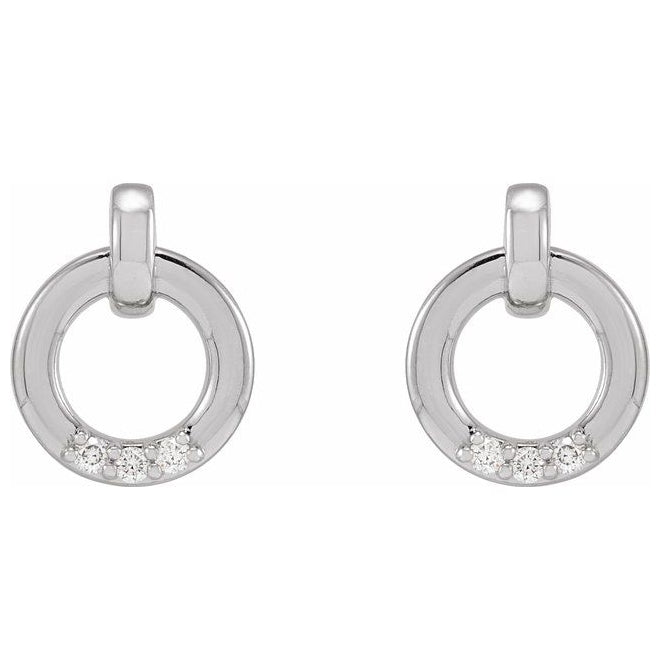 14K White Gold .08 CTW Natural Diamond Circle Earrings