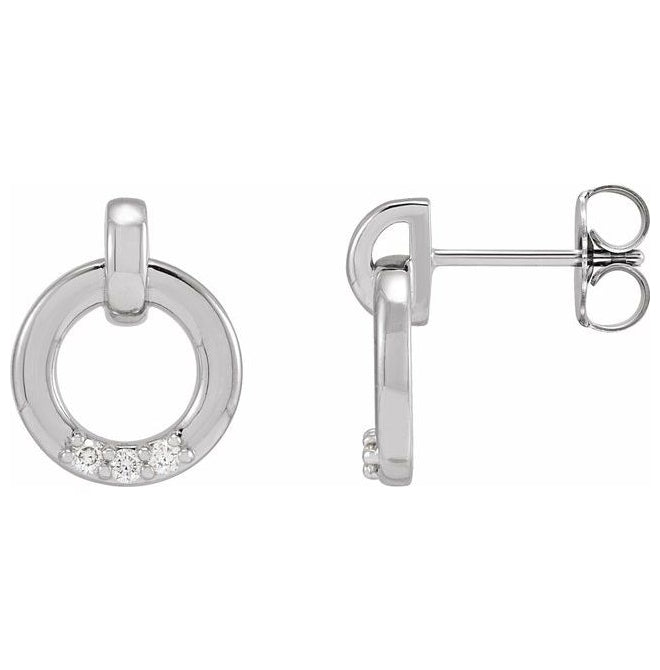 14K White Gold .08 CTW Natural Diamond Circle Earrings
