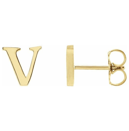 14K Yellow Gold Or Sterling Silver Each Friction Back Polished Single Roman Numeral Earring