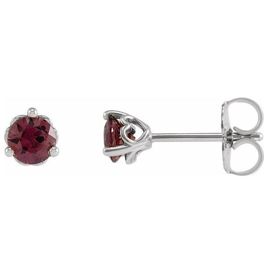 14K Yellow Or White Gold 3 mm Pair Friction Backs  Polished Natural Rhodolite Garnet 3-Prong Earrings