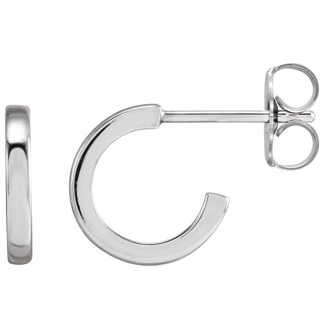 14K White Gold 15 Mm x 1.5 Mm Each Friction Back Polished Metal Fashion Hoop Earring