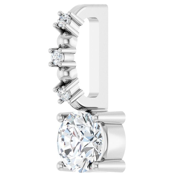 14K White Gold Round 4Mm I1, G-H Polished 1/4 Ctw Natural Diamond Charm/Pendant