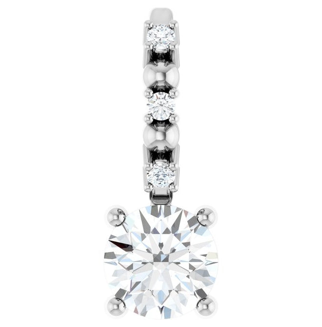 14K White Gold Round 4Mm I1, G-H Polished 1/4 Ctw Natural Diamond Charm/Pendant
