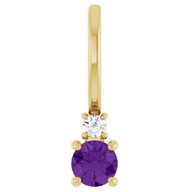 14K Yellow Gold Round Si2-Si3, G-H Polished Natural Gem And Natural Diamond Charm/Pendant