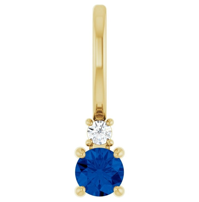 14K Yellow Gold Round Si2-Si3, G-H Polished Lab-Grown Gem And Natural Diamond Charm/Pendant