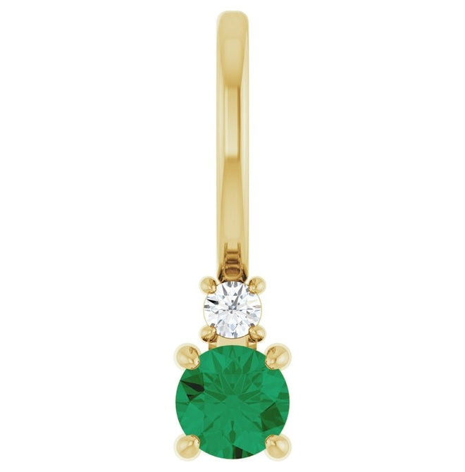 14K Yellow Gold Round Si2-Si3, G-H Polished Lab-Grown Gem And Natural Diamond Charm/Pendant