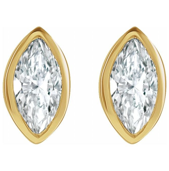 14K Yellow Gold 1 1/2 CTW Natural Diamond Solitaire Bezel-Set Earrings