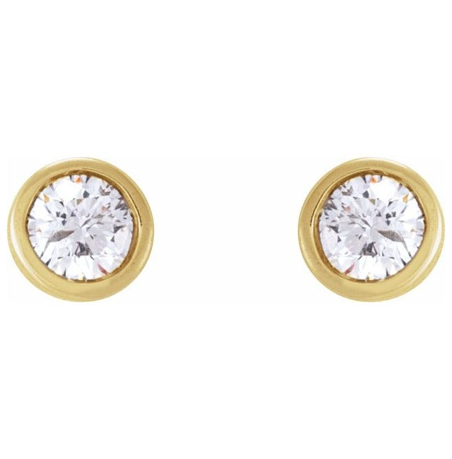 14K Yellow Gold .015 CT Natural Diamond Earring