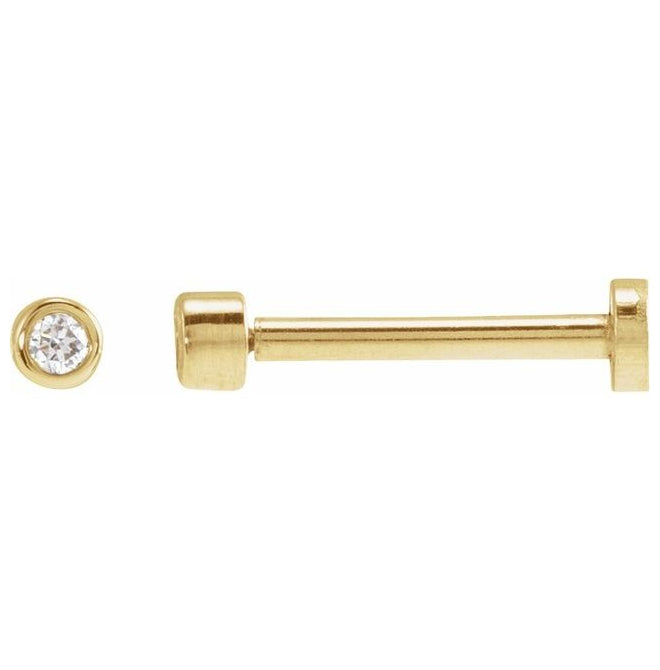 14K Yellow Gold .015 CT Natural Diamond Earring