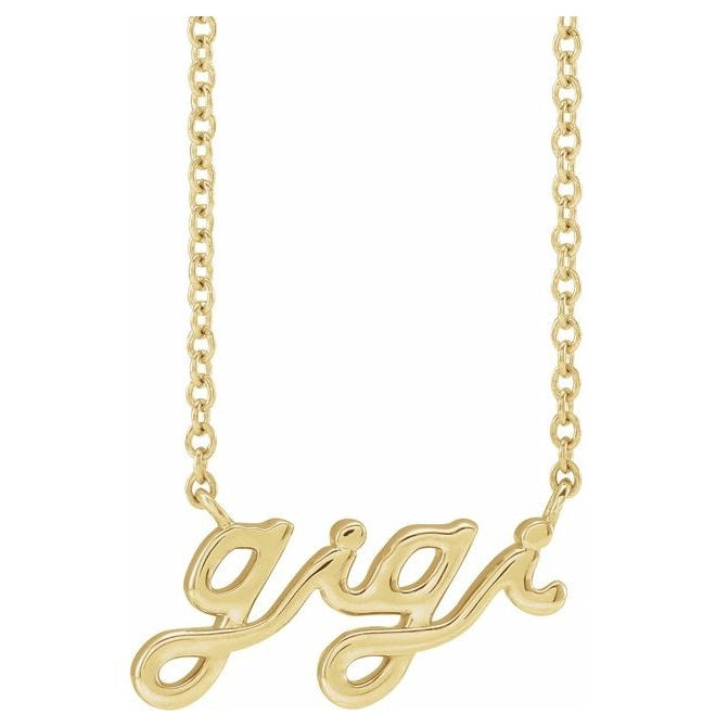 18K Yellow Gold-Plated Sterling Silver 14.88 X 7.93 Mm 18 In Polished Lowercase Script Gigi Necklace