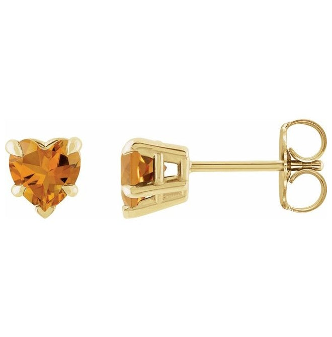 14K Yellow Gold Natural Citrine Stud Earring