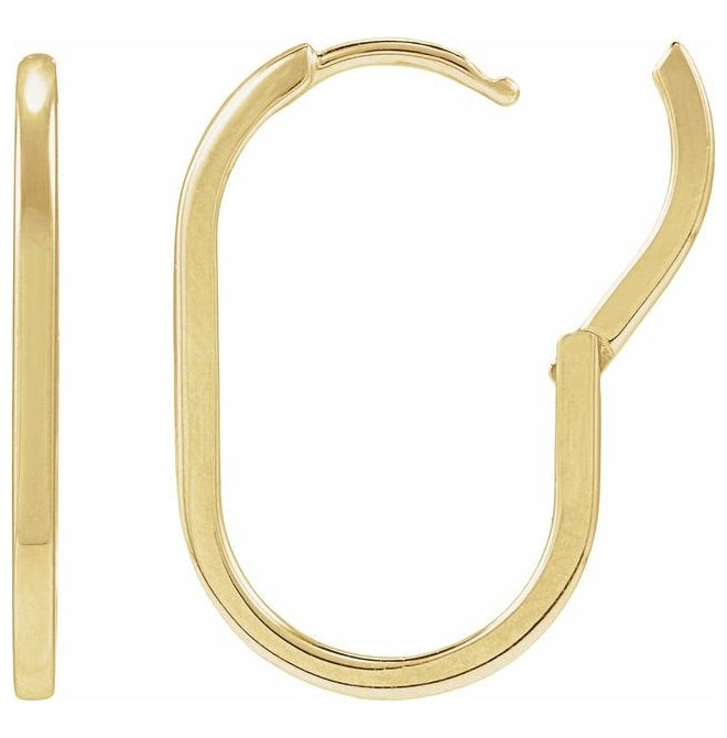 14K Yellow Gold Or Sterling Silver 23.6 X 15 Mm 1.6 Mm Pair Hinged Polished Elongated Oval Huggies