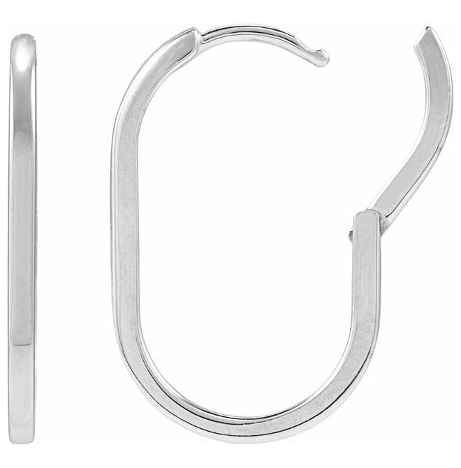 14K Yellow Gold Or Sterling Silver 23.6 X 15 Mm 1.6 Mm Pair Hinged Polished Elongated Oval Huggies