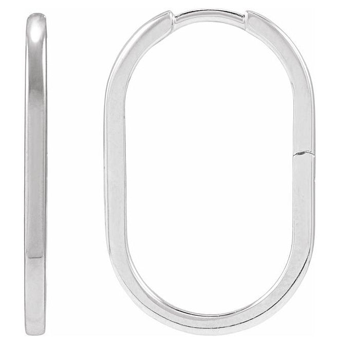 14K Yellow Gold Or Sterling Silver 23.6 X 15 Mm 1.6 Mm Pair Hinged Polished Elongated Oval Huggies
