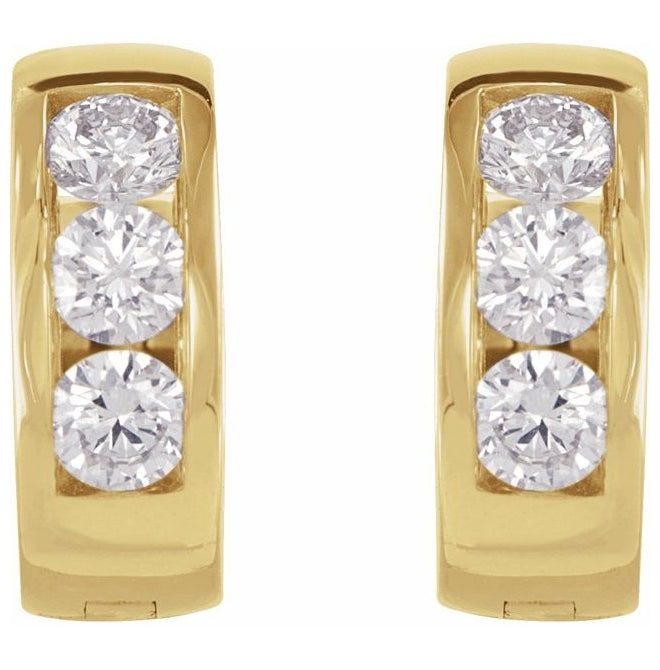 14K Yellow Gold 1/3 CTW Lab-Grown Diamond 10 mm Hinged Hoop Earrings