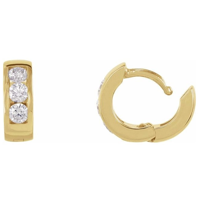14K Yellow Gold 1/3 CTW Lab-Grown Diamond 10 mm Hinged Hoop Earrings