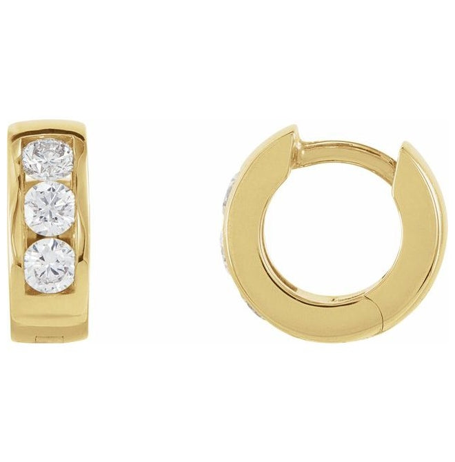 14K Yellow Gold 1/3 CTW Lab-Grown Diamond 10 mm Hinged Hoop Earrings