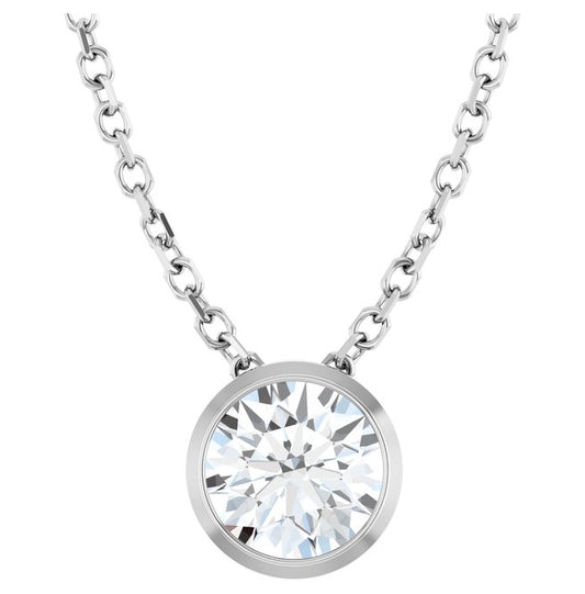 Sterling Silver Round 5.2Mm Si1-Si2, G-H 16-18 In Polished 1/2 Ct Lab-Grown Diamond Solitaire Bezel-Set Necklace