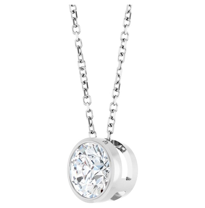 14K Yellow Or White Gold Round 6.5Mm Si1-Si2, G-H 16-18 In Polished 1 Ct Lab-Grown Diamond Solitaire Necklace