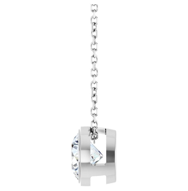 14K Yellow Or White Gold Round 6.5Mm Si1-Si2, G-H 16-18 In Polished 1 Ct Lab-Grown Diamond Solitaire Necklace