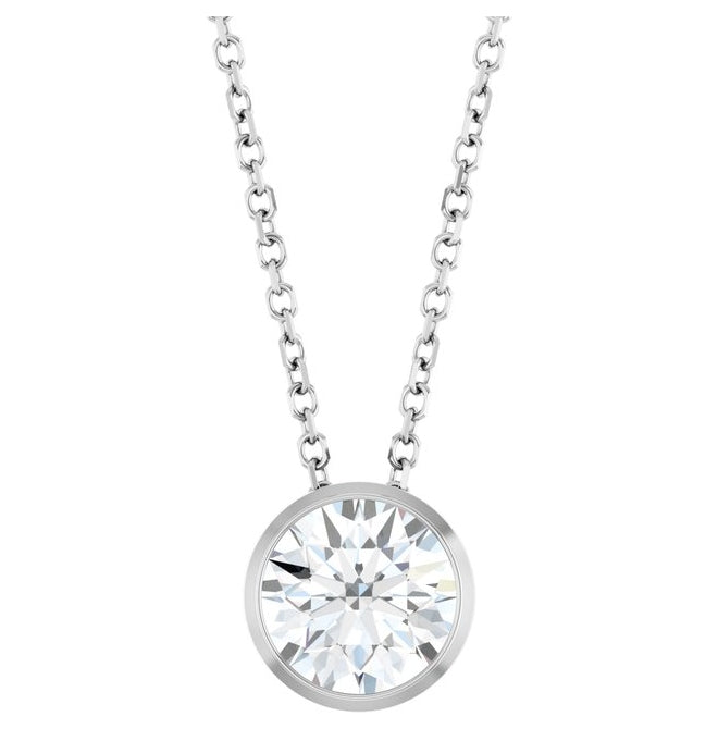 14K Yellow Or White Gold Round 6.5Mm Si1-Si2, G-H 16-18 In Polished 1 Ct Lab-Grown Diamond Solitaire Necklace
