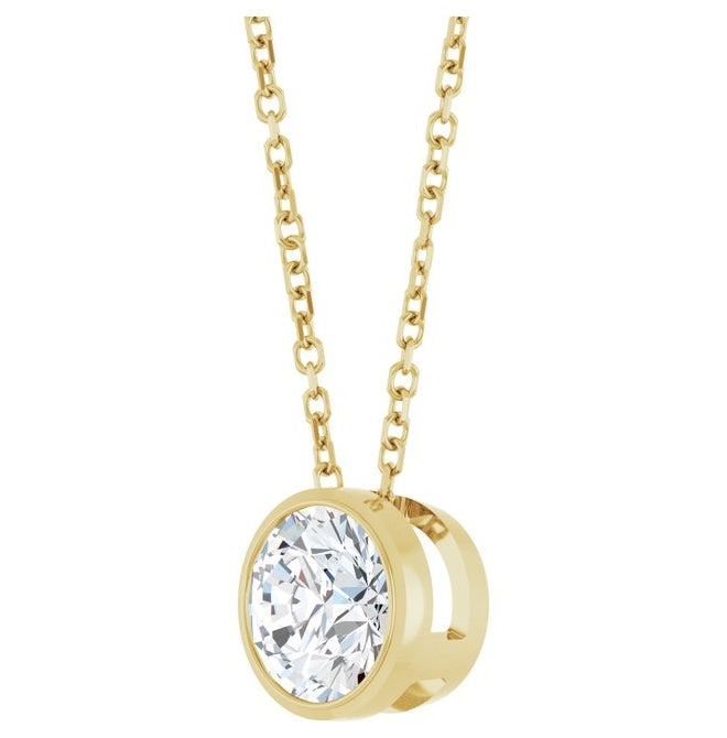 14K Yellow Or White Gold Round 6.5Mm Si1-Si2, G-H 16-18 In Polished 1 Ct Lab-Grown Diamond Solitaire Necklace