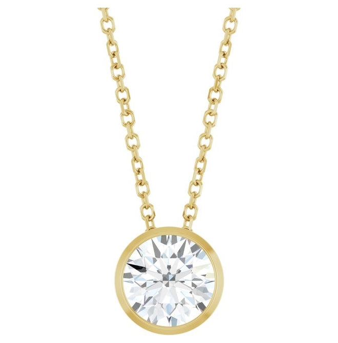14K Yellow Or White Gold Round 6.5Mm Si1-Si2, G-H 16-18 In Polished 1 Ct Lab-Grown Diamond Solitaire Necklace