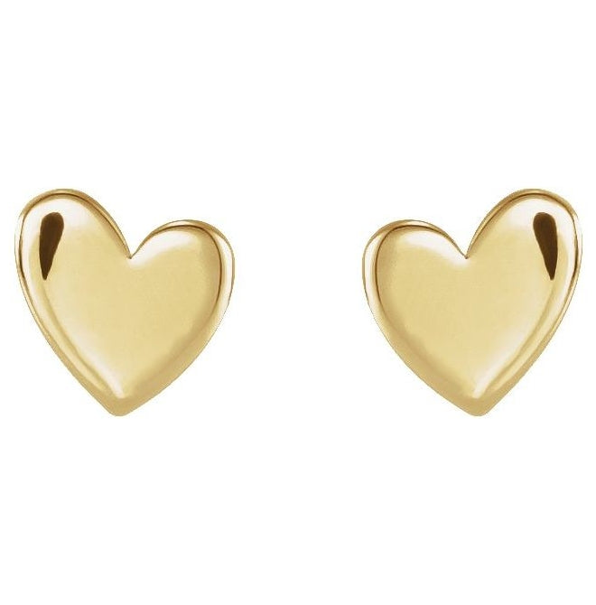 14K Yellow Gold 4 X 4 Mm Right Tension Back 6 Mm Polished Assymetrical Heart Earring With Press Fit Post And Back