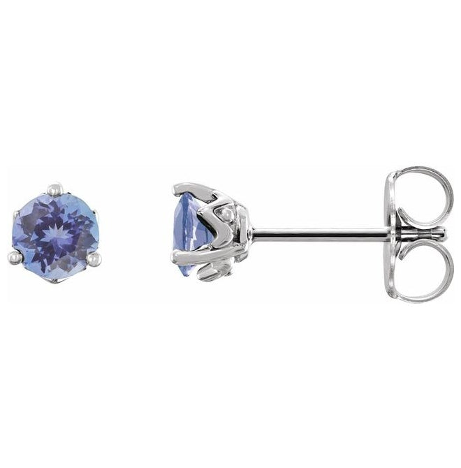 14K White Gold 4 mm Natural Tanzanite Earrings