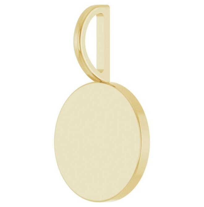 14K Yellow Or White Gold Or Sterling Silver 19 X 11.6 Mm Polished Engravable Disc Charm/Pendant