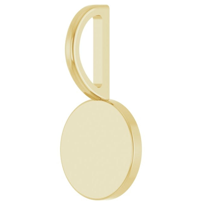 10K Yellow Gold 15 X 7.67 Mm Polished Engravable Disc Charm/Pendant