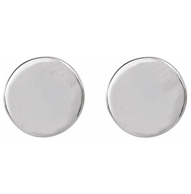 18K White Gold 6.3 X 6.3 Mm Pair Friction Backs Polished Engravable Disc Earrings