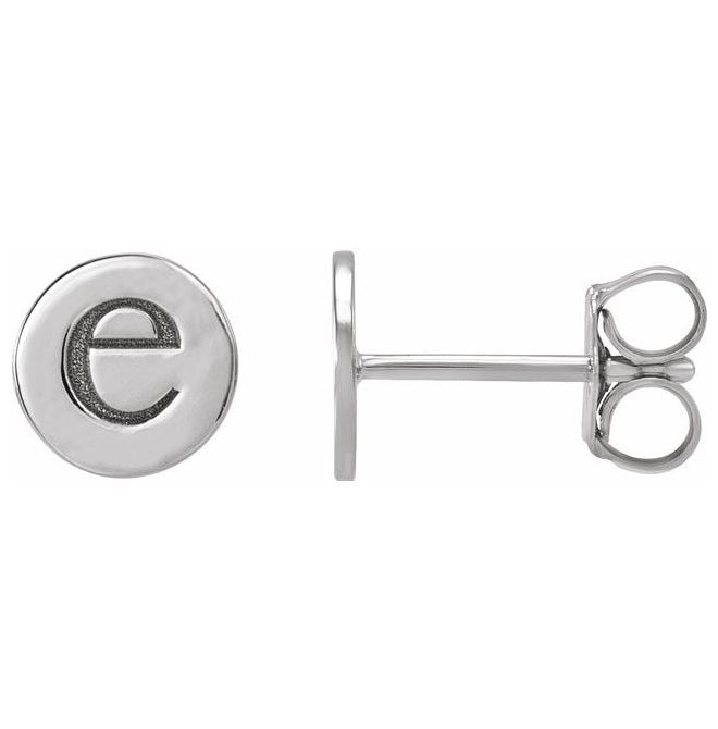 18K White Gold 6.3 X 6.3 Mm Pair Friction Backs Polished Engravable Disc Earrings