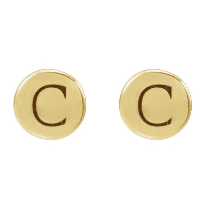 14K Yellow Gold 3 X 3 Mm Pair Friction Backs Polished Engravable Disc Earring