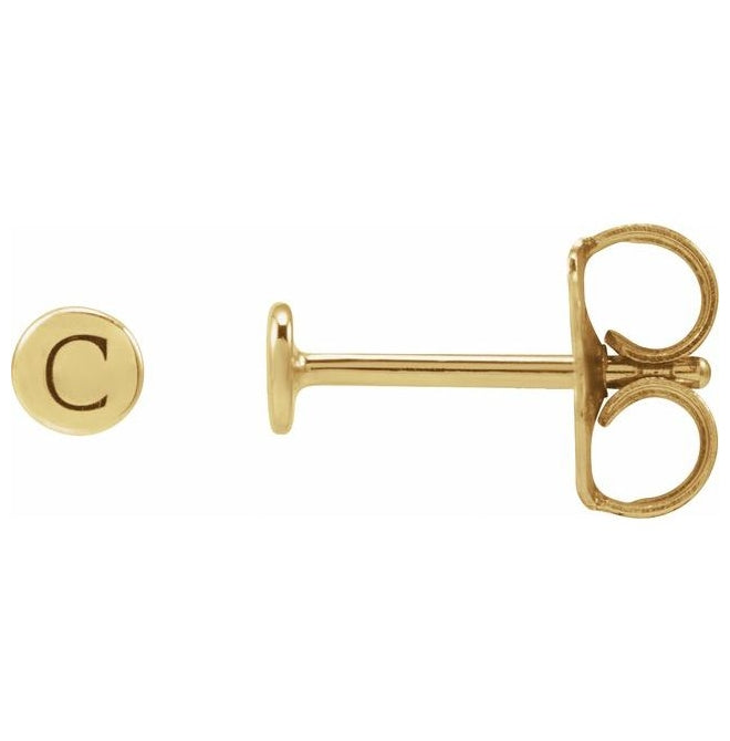 14K Yellow Gold 3 X 3 Mm Pair Friction Backs Polished Engravable Disc Earring