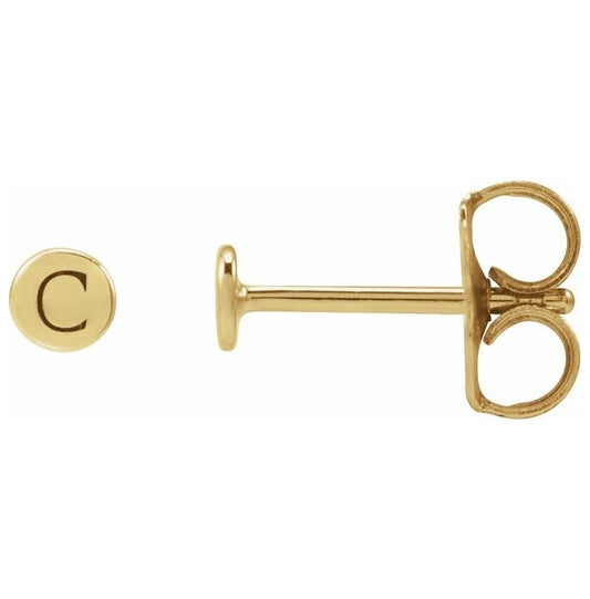 14K Yellow Gold 3 X 3 Mm Pair Friction Backs Polished Engravable Disc Earring