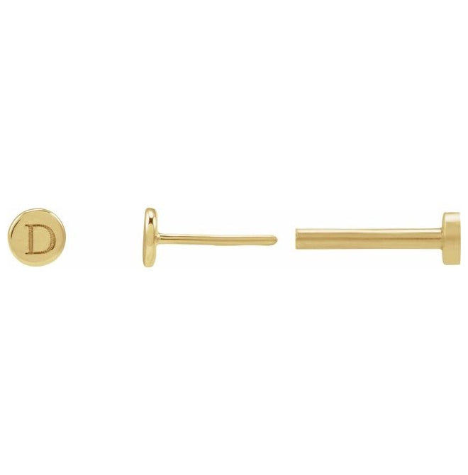 14K Yellow Or Rose Gold 3 X 3 Mm Each Tension Back Polished Engravable Disc Earring With Press Fit Post And Back
