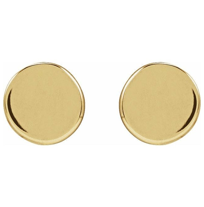 14K Yellow Gold 3 X 3 Mm Pair Tension Back Polished Engravable Disc Earrings With Press Fit Posts And Backs