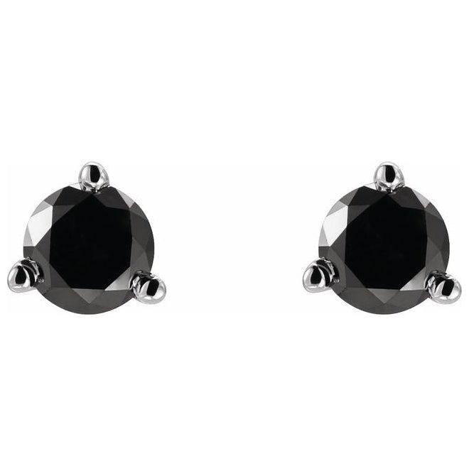 14K White Gold 1 1/8 CTW Natural Black Diamond Earrings