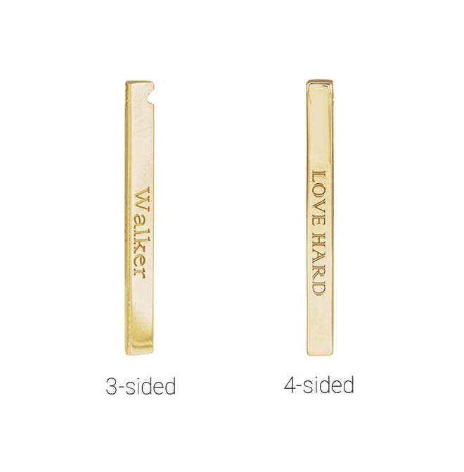 14K Yellow Gold 3-Sided 12 X 3 Mm 16-18 In Polished Engravable Three-Sided Bar Necklace